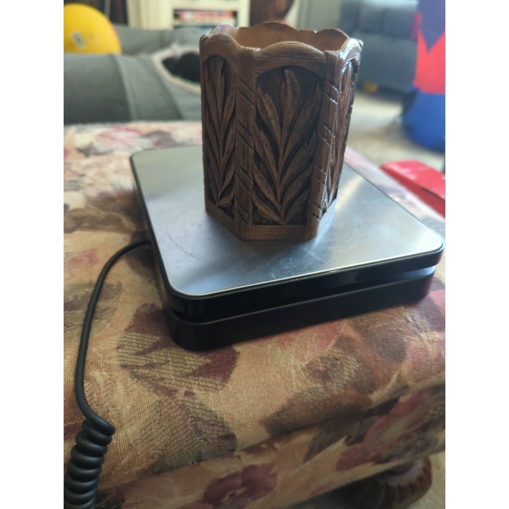 Vintage Melwood Pencil Caddy / Holder   Wood Look MCM Desk Accessories